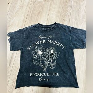 Black Graphic Tee with Floral Design